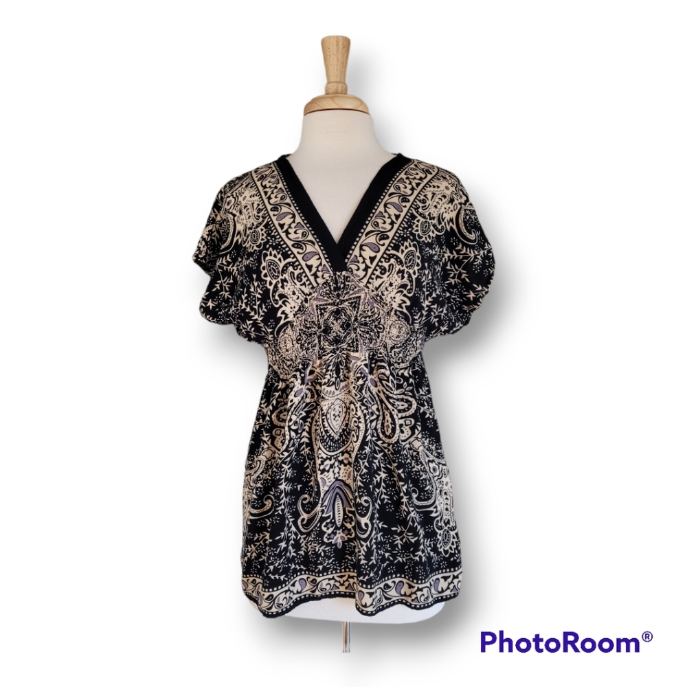 Angie Black and Cream Swim Coverup